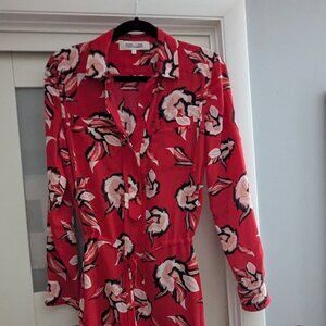 Diane Von Furstenberg Red Print Dress - size 4